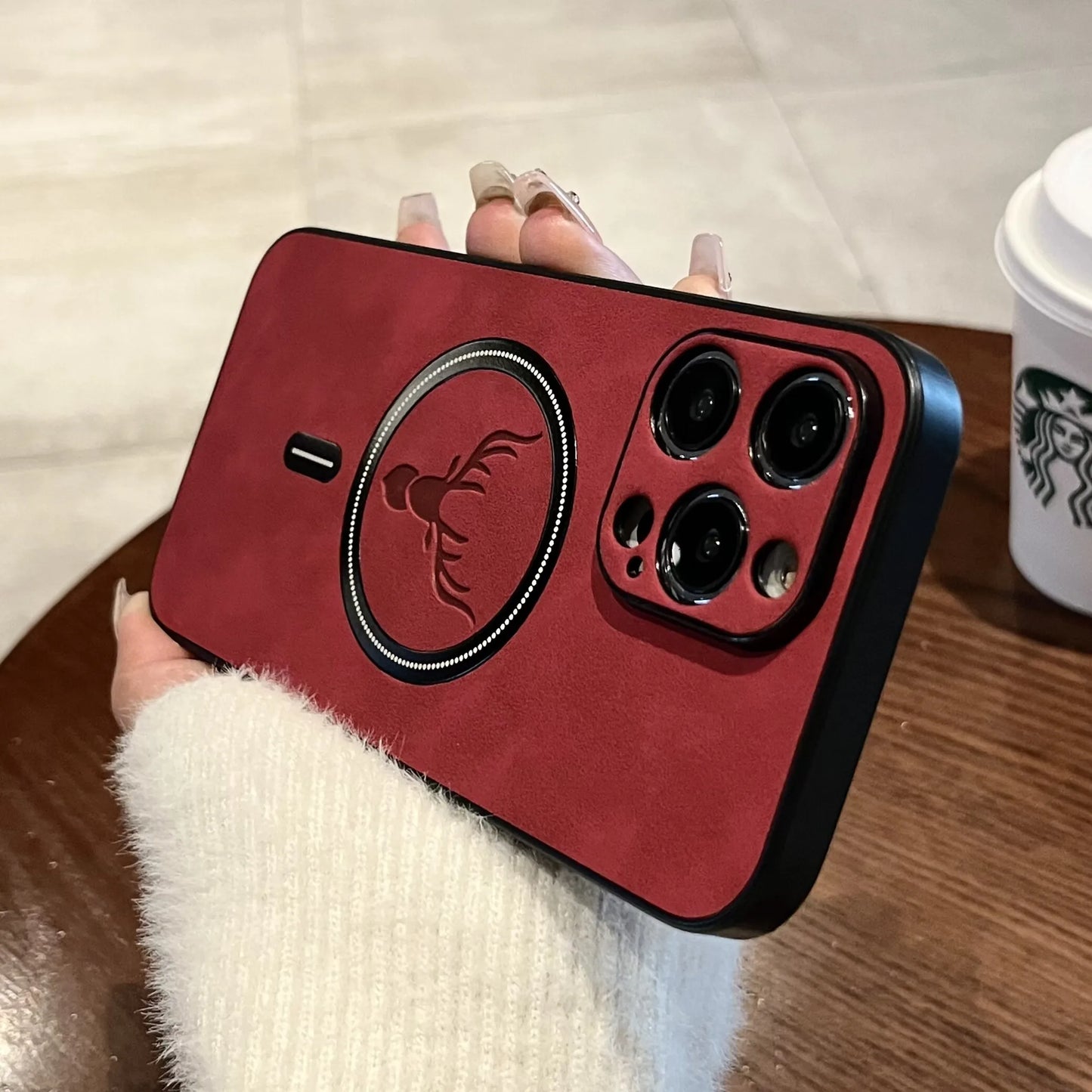 High Quality Deer Leather iPhone Case With Camera Protection And Wireless Charging