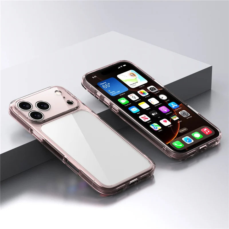 Luxury Transparent Case for iPhone, Shockproof Resistant, Clear Case, Hard Back Cover