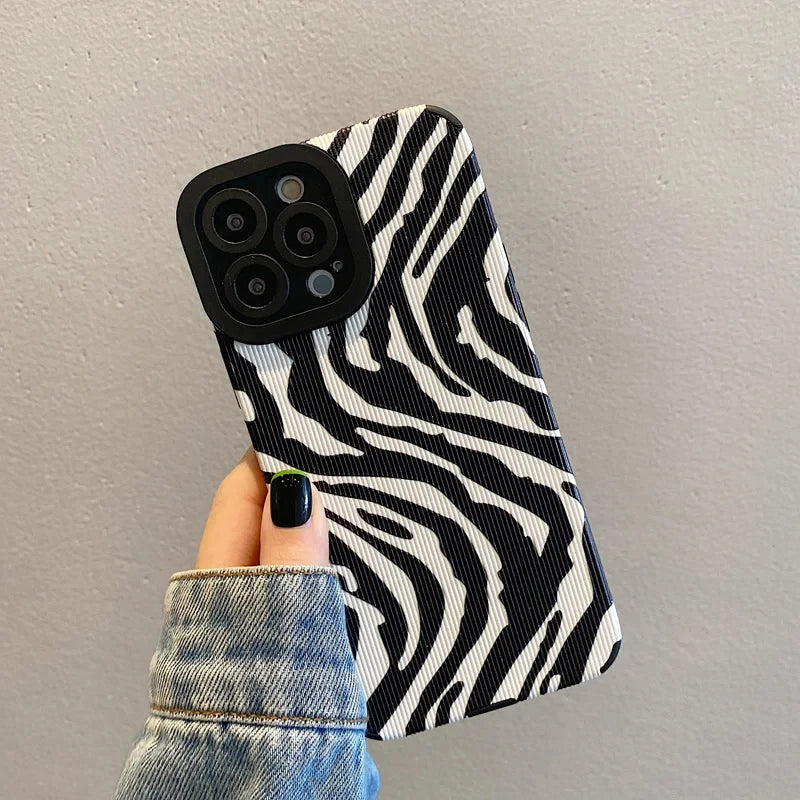 High Quality Silicone, Black and White Zebra Design Case For iPhone, Shockproof Soft Cover