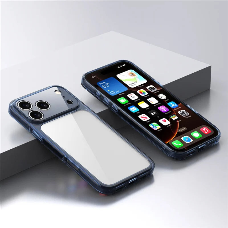 Luxury Transparent Case for iPhone, Shockproof Resistant, Clear Case, Hard Back Cover