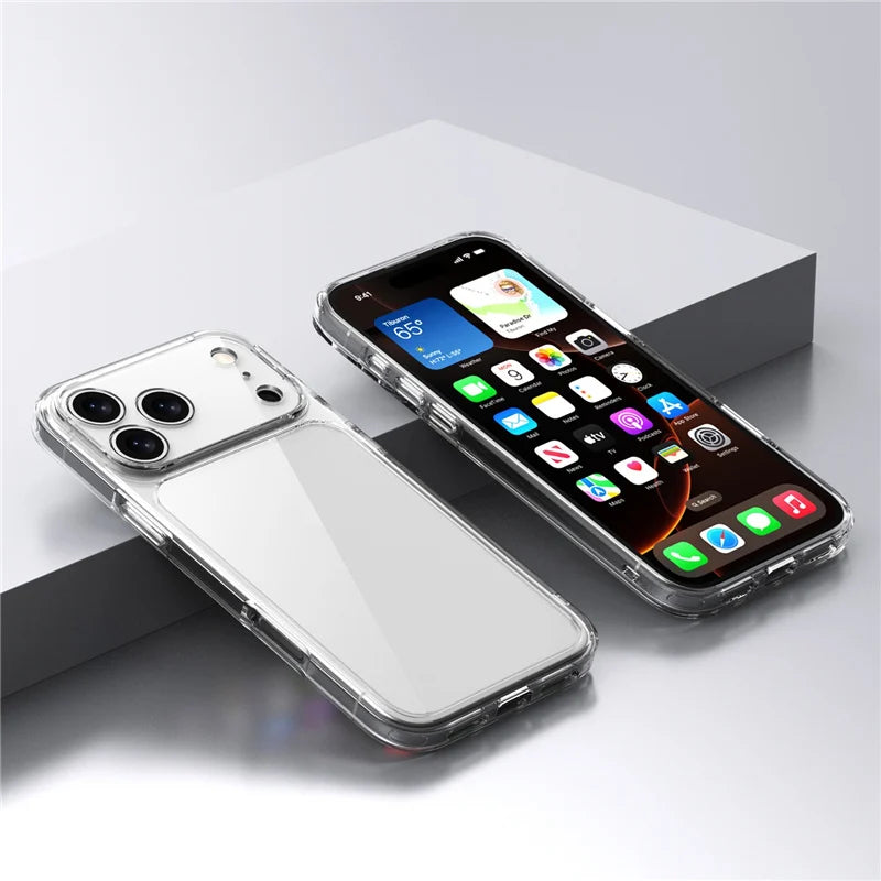 Luxury Transparent Case for iPhone, Shockproof Resistant, Clear Case, Hard Back Cover