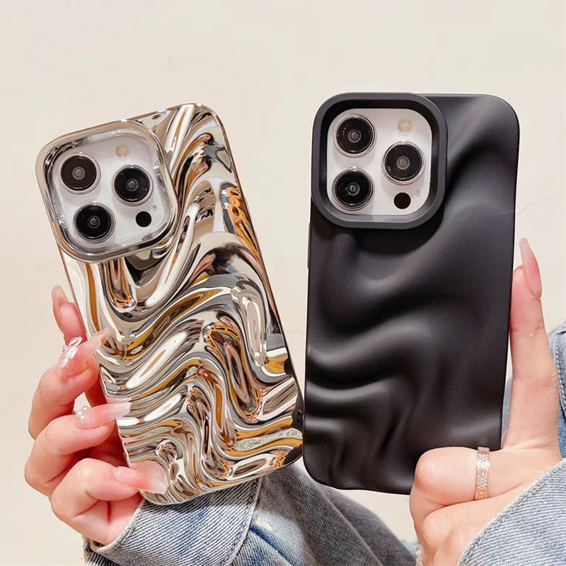Luxury 3D Wave Case For iPhone, Soft Shockproof Back Cover, All Around Protection