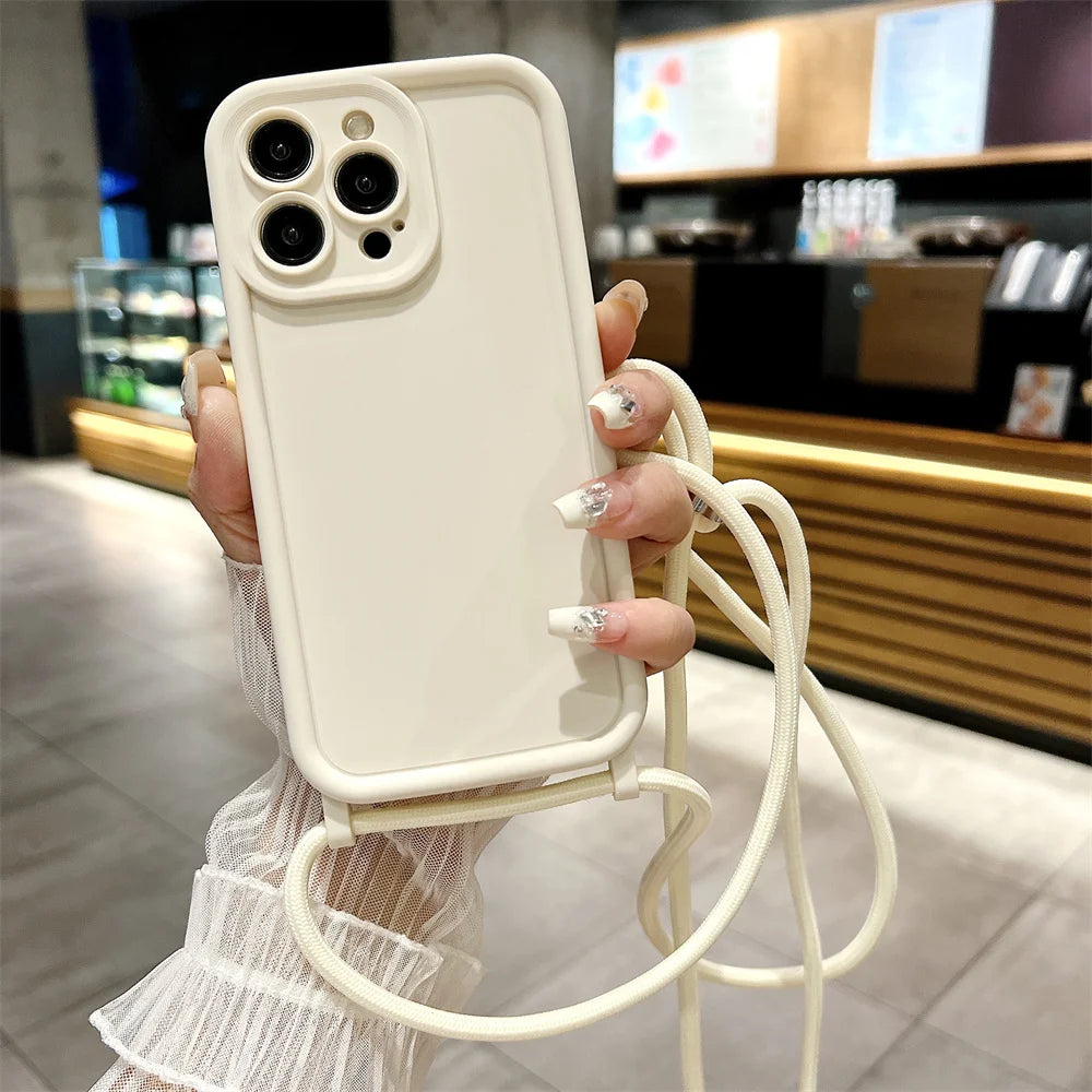 High Quality iPhone Case with Crossbody Adjustable Strap, Premium Silicone Case