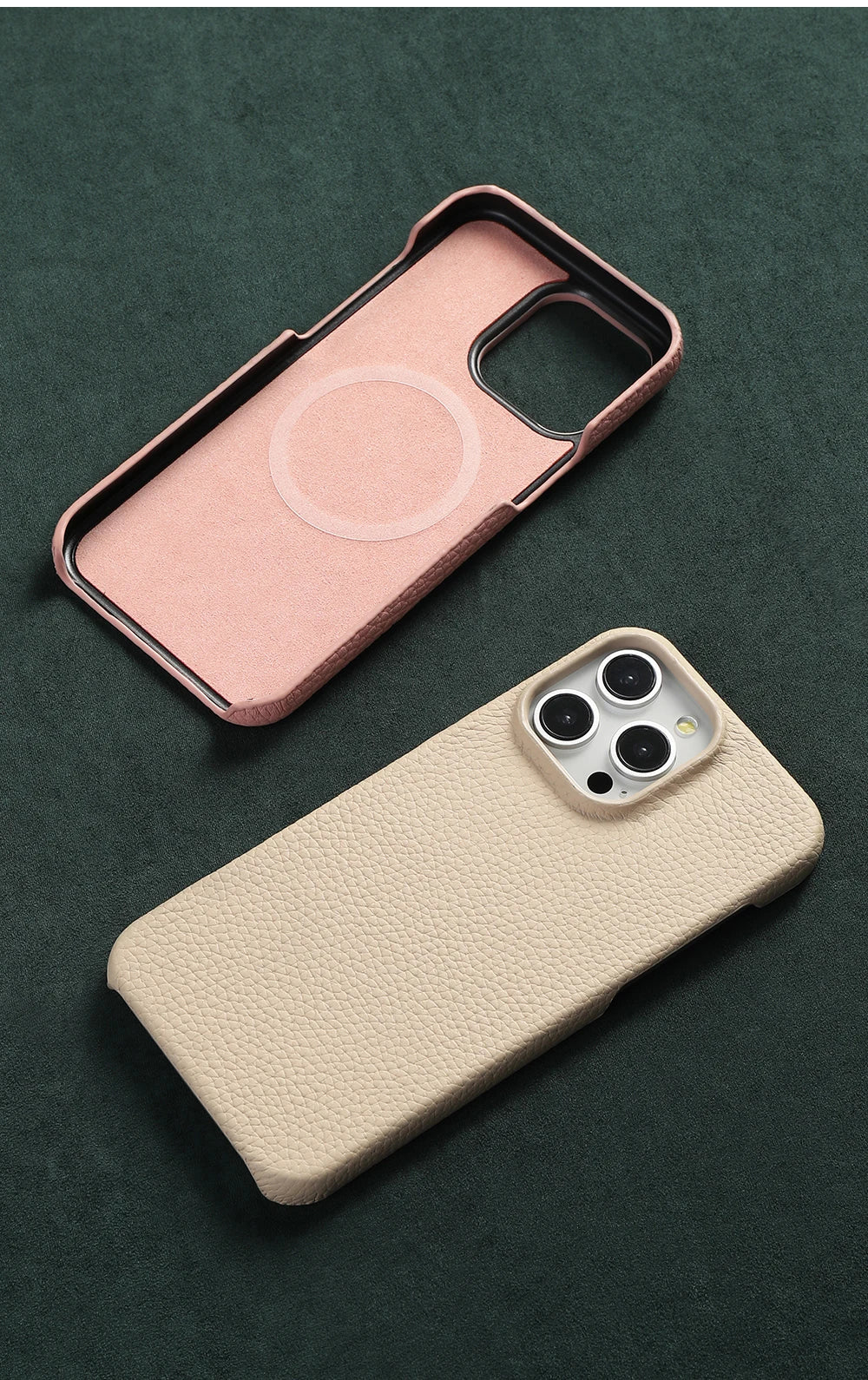 Premium Quality Magsafe Case for iPhone, Natural Leather, Magnetic Charging Case, Anti-fingerprint and Shock-proof Case.