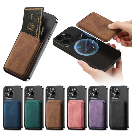 Premium Matte Leather iPhone Card Holder, Card Holder For Mag Safe Wireless Charging