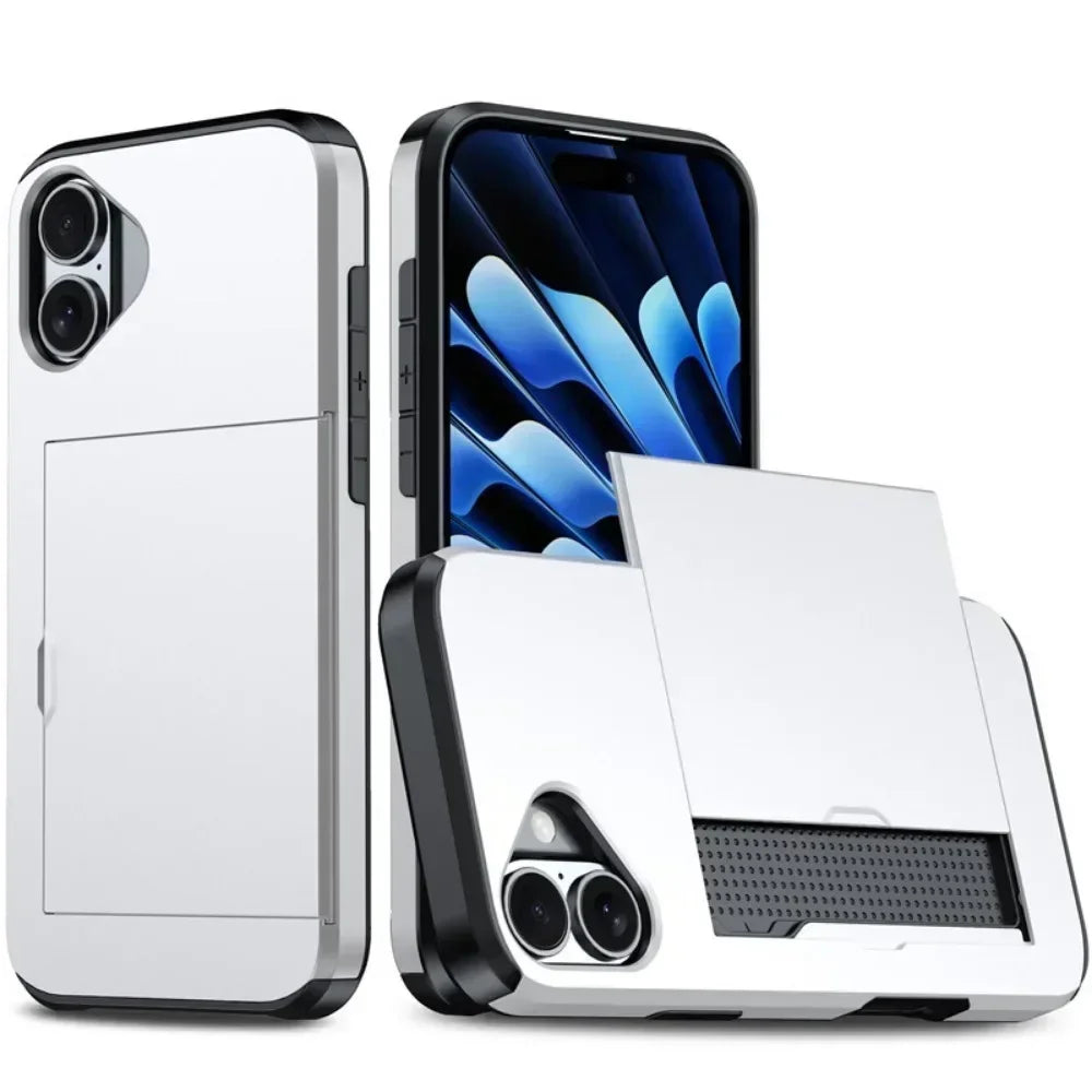 Premium iPhone Case Cover with Wallet Card Holder Slot, Shockproof Resistant Phone Case
