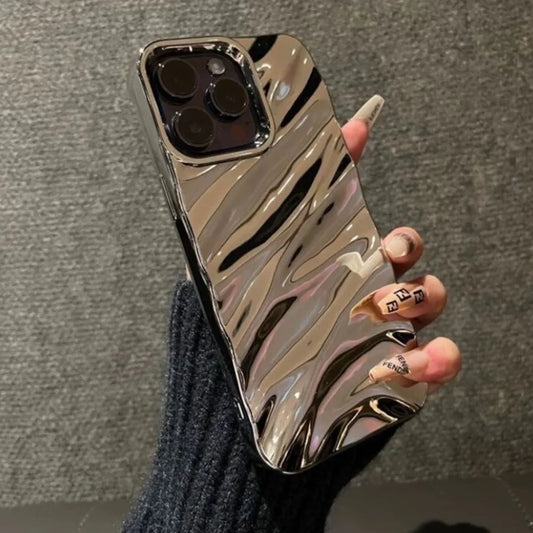 Luxury 3D Wave Glossy Case For iPhone, Bright Bumper Cover, Shockproof Resistant