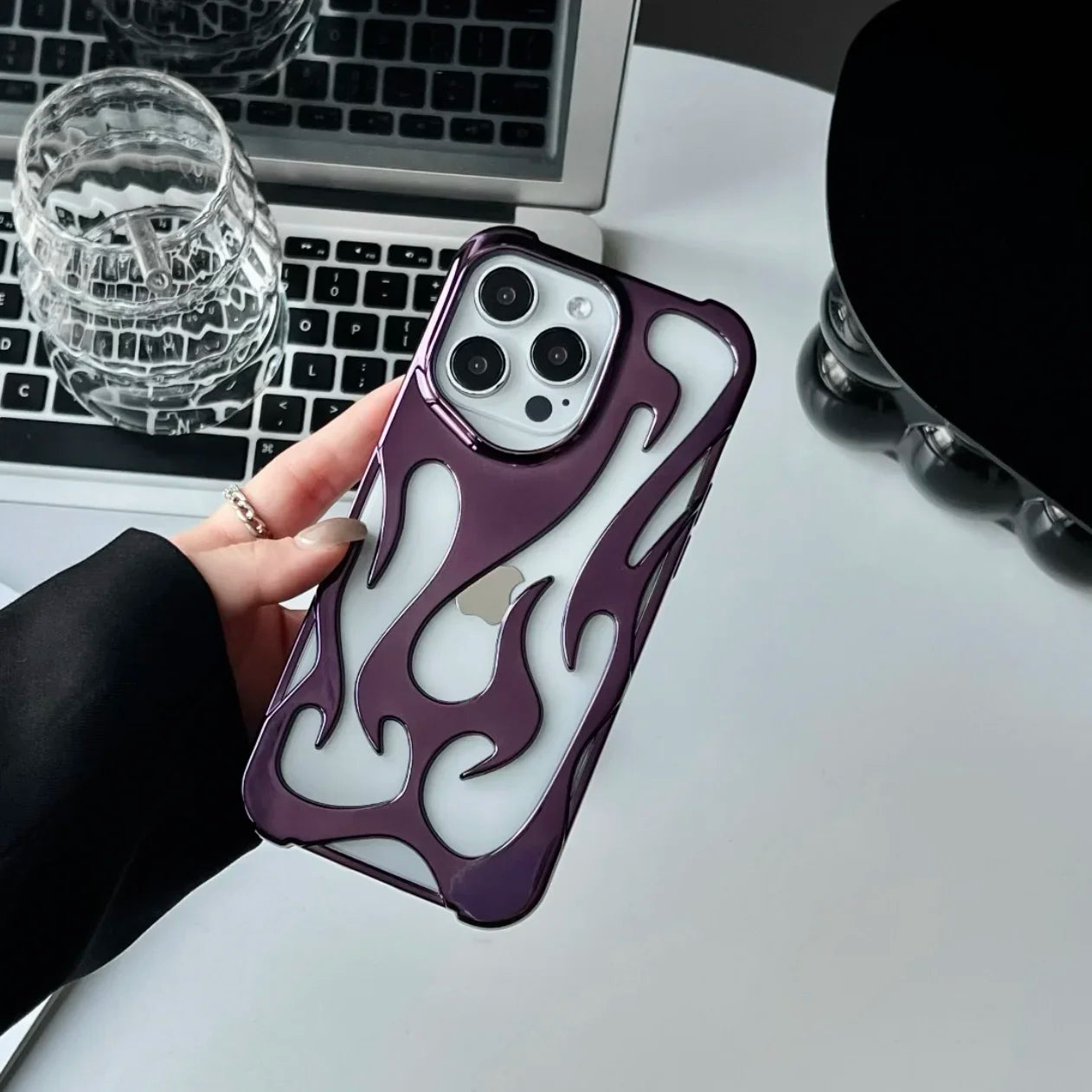 Luxury 3D Flame Case for iPhone, Unique Design Case, Anti-Fingerprint and Anti-Scratch, Matte Design