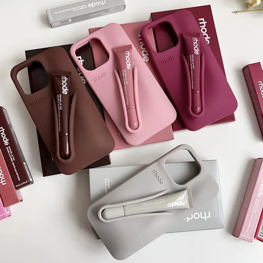 High Quality Silicone Case With Lipstick Portable Holder, Unique Design and Shock-proof Resistant Material