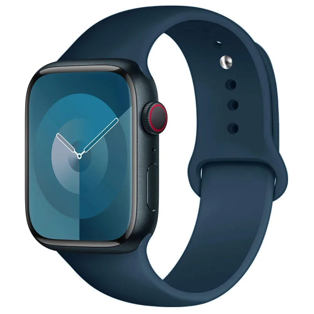 High Quality Silicone Strap For Apple Watch, 44mm 45mm 40mm 41mm 42-38mm 45 mm and series 8 7 6 5 4 3 SE 9 Ultra 2 49mm