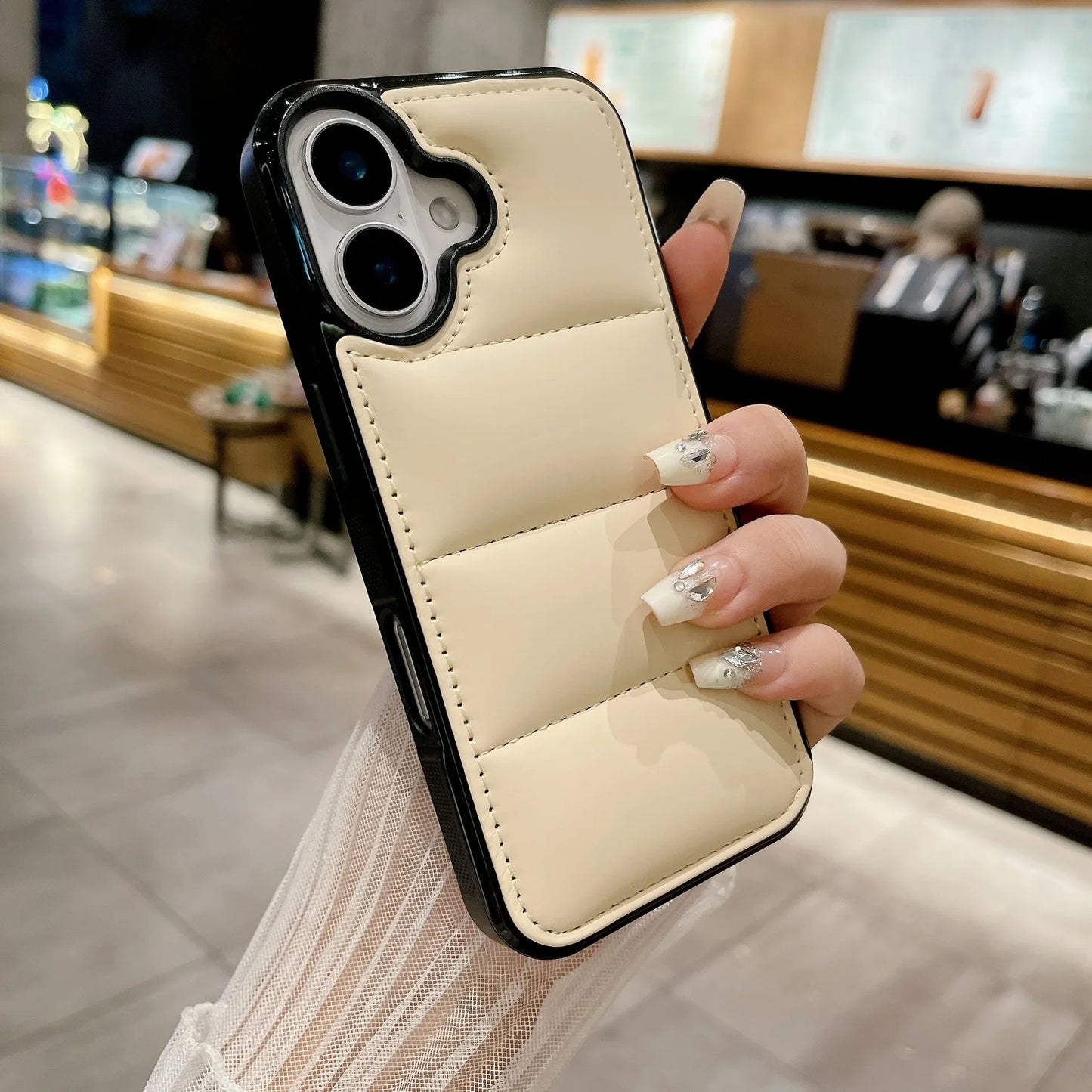 High Quality Puffer Phone Case for iPhone, Solid Color, Shockproof Protection, Soft Cover