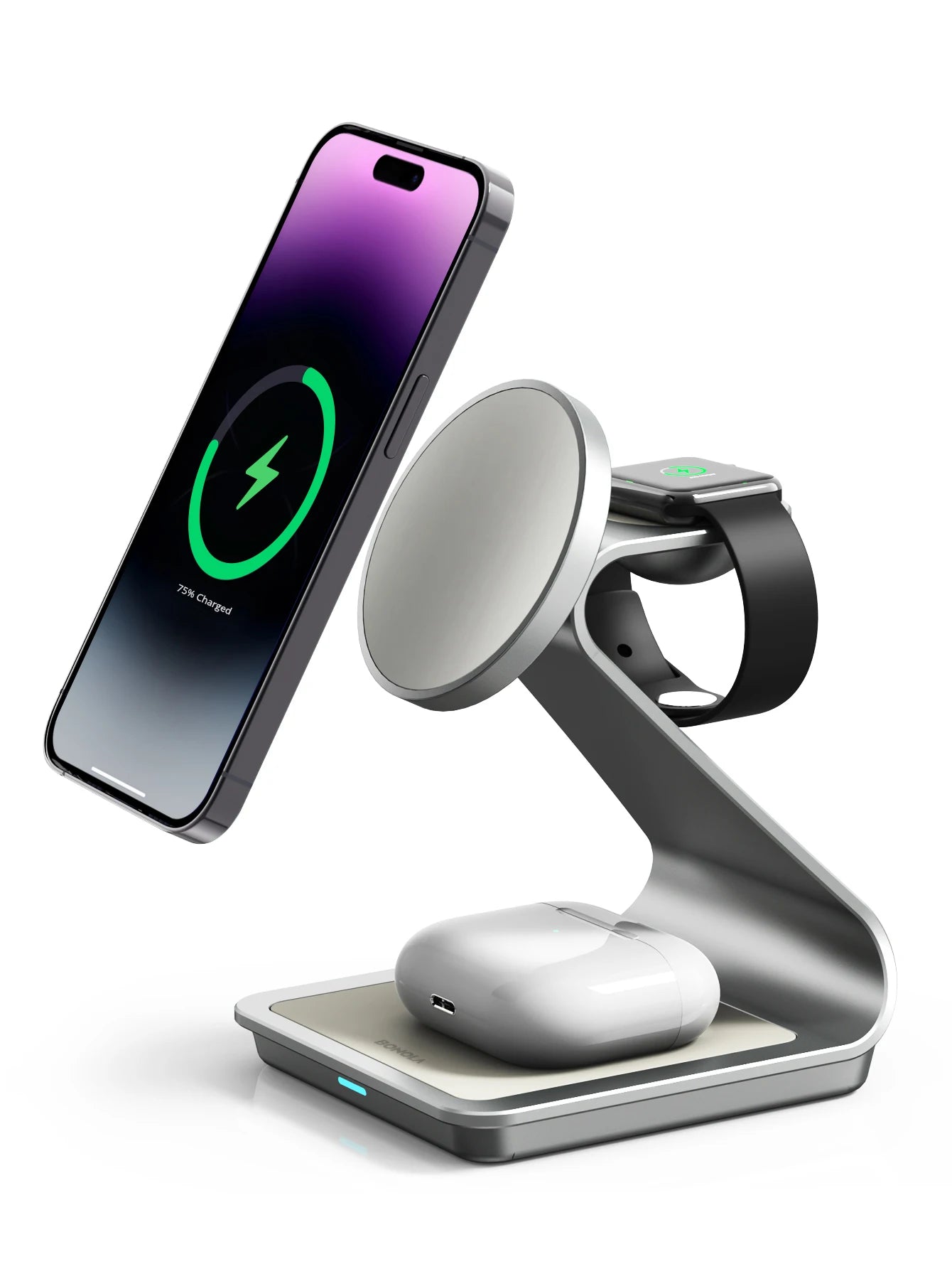 High Quality Charging Station, Magnetic 3 in 1 Wireless Charger for iPhone 15 Pro Max/14/13, Apple Watch and Air Pods, 30W.