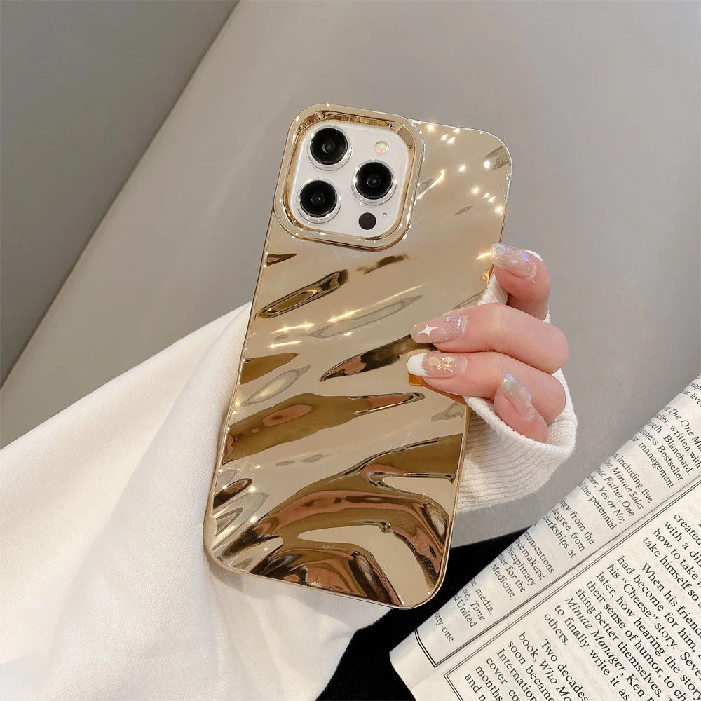 Luxury Silicone iPhone Case, 3D Wave Pattern Glossy Case, Shockproof Bumper Soft Case, High Quality Matte Material