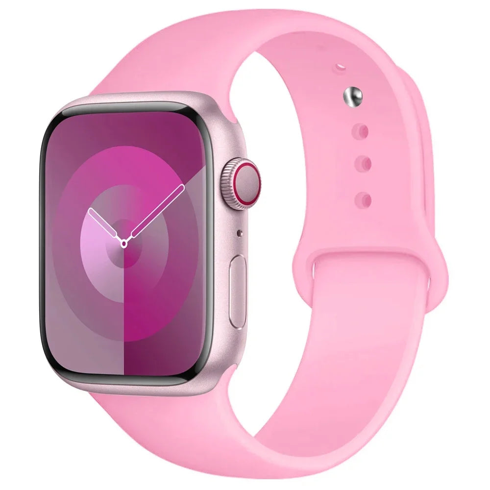 High Quality Silicone Strap For Apple Watch, 44mm 45mm 40mm 41mm 42-38mm 45 mm and series 8 7 6 5 4 3 SE 9 Ultra 2 49mm