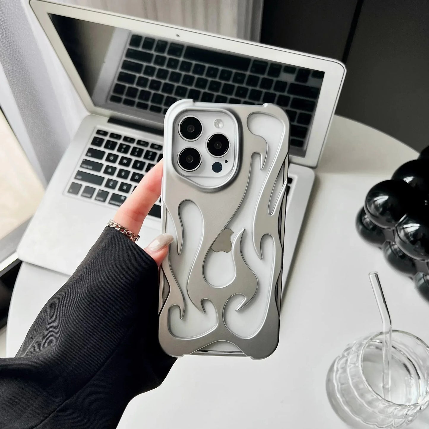 Luxury 3D Flame Case for iPhone, Unique Design Case, Anti-Fingerprint and Anti-Scratch, Matte Design