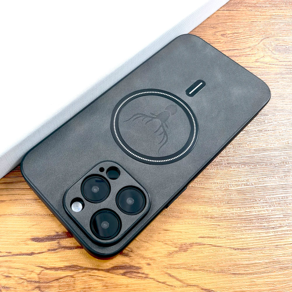 Luxury Deer Leather Case For iPhone, MagSafe Wireless Charging, Full Cover, Camera Lens Protection.