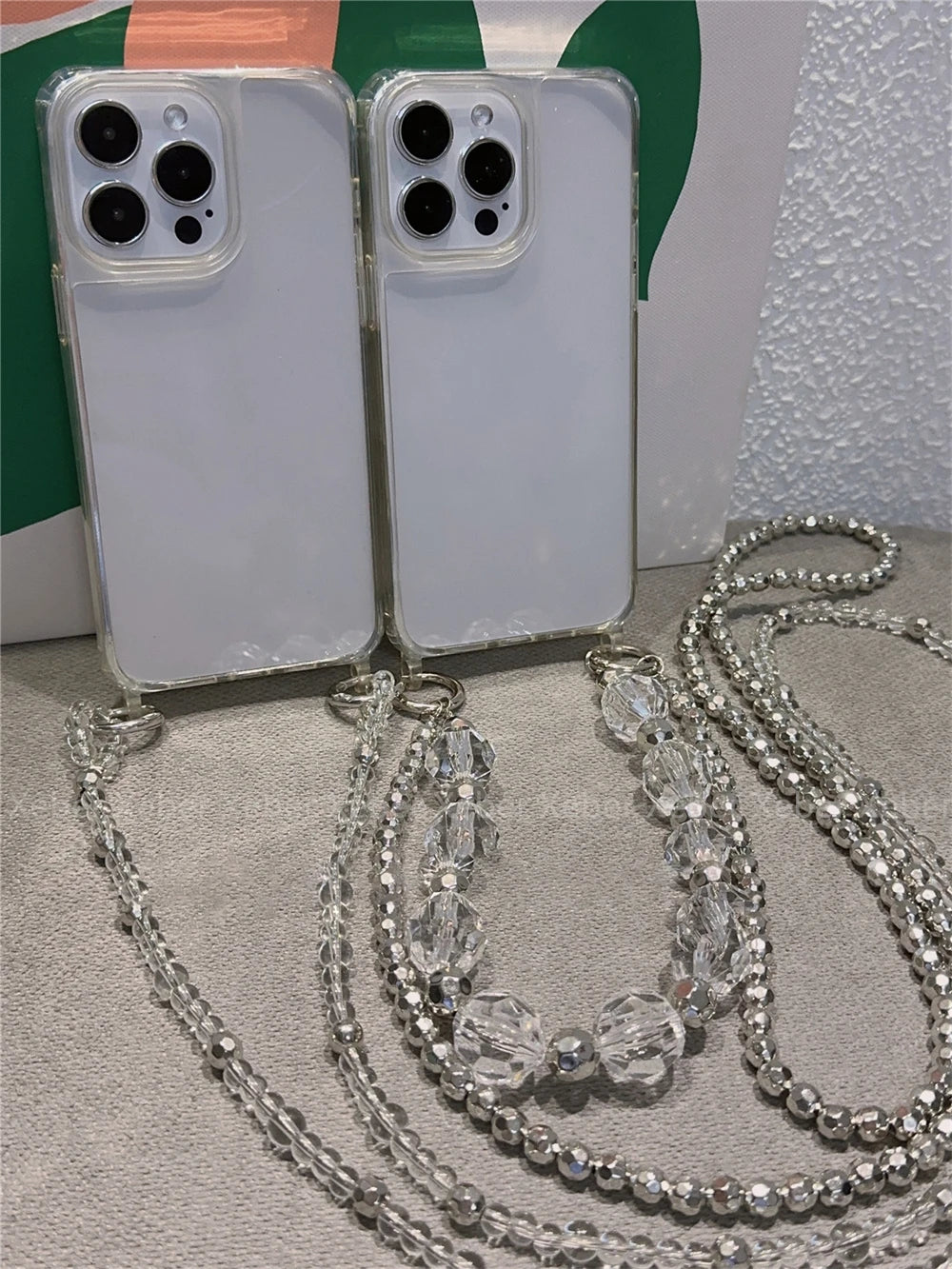 High Quality Crossbody Necklace Pearl Phone Case For iPhone, Clear Phone Case with Crossbody Unique Design
