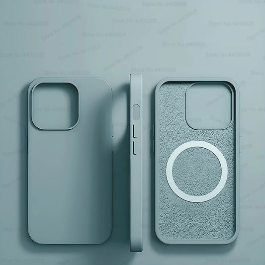 Premium Silicone iPhone Case with Wireless Charging and Magnetic Case for MagSafe, Soft Cover Phone Case, Shockproof Resistant.