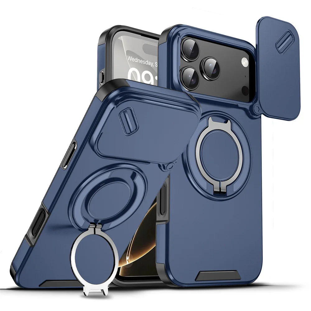 Premium Magnetic Stand Phone Case for iPhone, Full Camera Protection, All Around Protection Phone Case, Shockproof Protection Phone Case