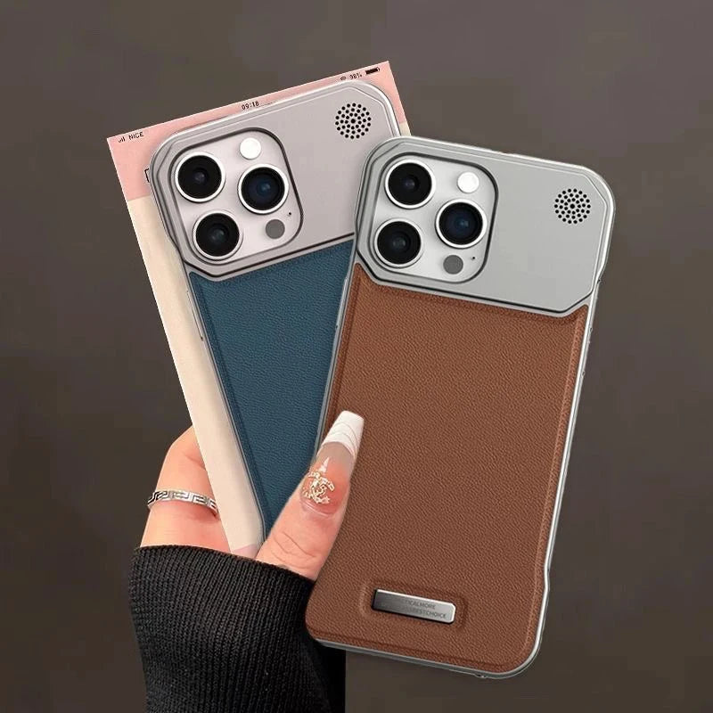 Luxury Leather Phone Case for iPhone, Magnetic Wireless Charging Case, Unique Design, Shockproof Resistant