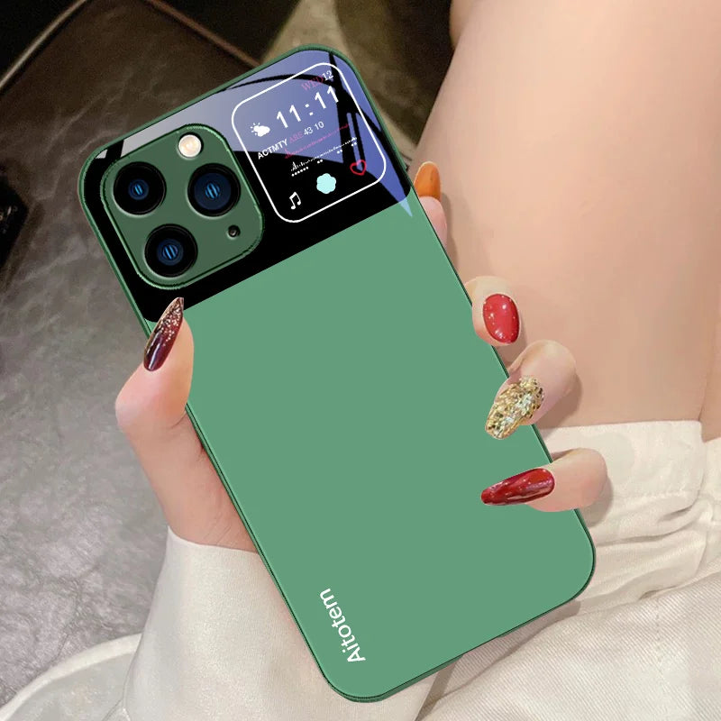 High Quality Black Tempered Glass Phone Case For iPhone, All Around Protection Phone Case, Unique Design