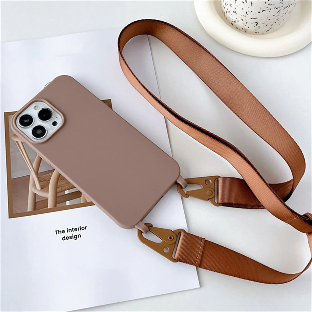 High Quality Silicone Case with Crossbody Strap, Shockproof Cover, Slim Design, Shockproof Resistant Case