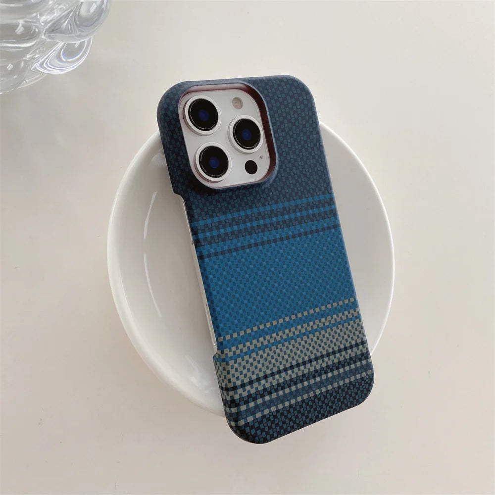 Ultra-Thin Kevlar Aramid Case for your iPhone. MagSafe Ready. Lightweight. Premium Feel.