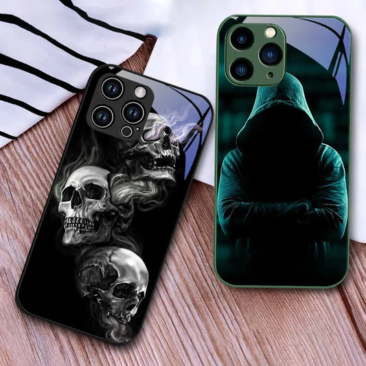 Luxury Glass Case for iPhone, Tempered Glass Phone Case, Camera Lens Protection Phone Case