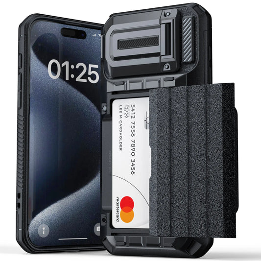 Military High Protection Phone Case for iPhone with Card Holder, Camera Lens Protection, All Around Protection