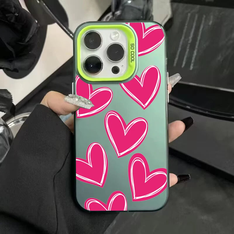 Luxury Love Heart  Electroplate Silver Case For iPhone, Shockproof Back Cover, All Around Protection Phone Case