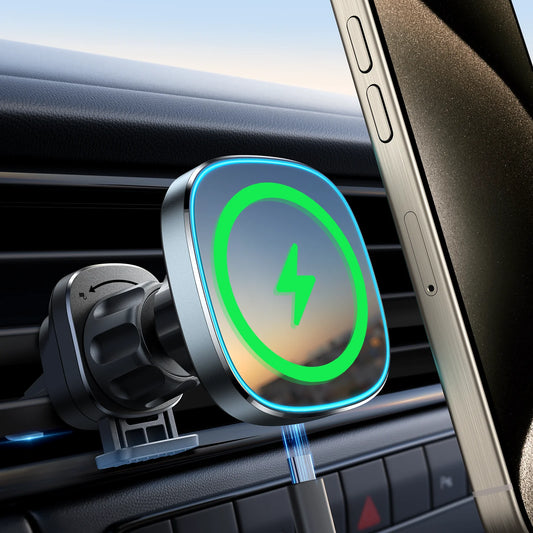 Premium Magnetic Car Charger,15W Wireless Car Charger, Hands Free Air Vent Magnetic Phone Holder for iPhone