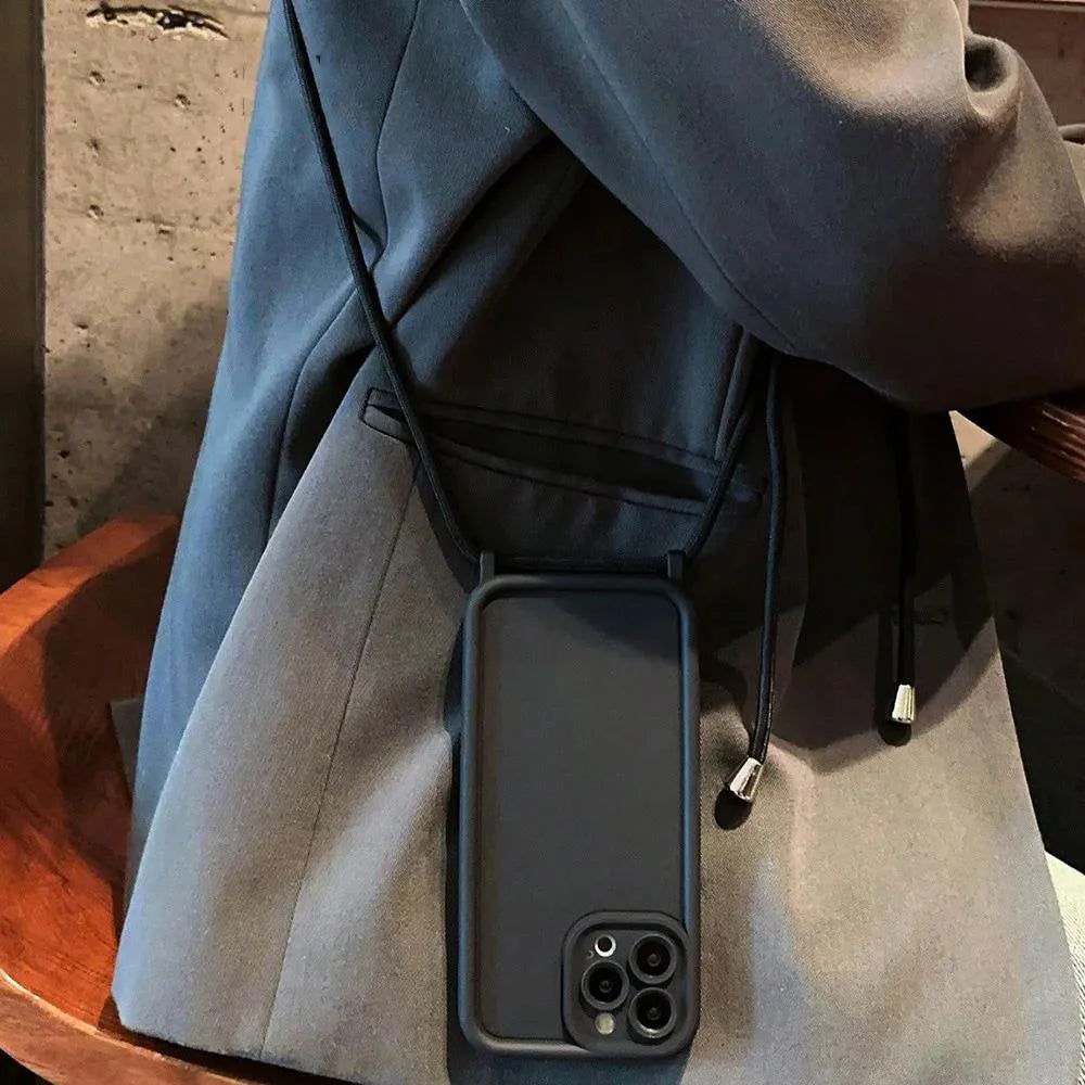 High Quality iPhone Case with Crossbody Adjustable Strap, Premium Silicone Case