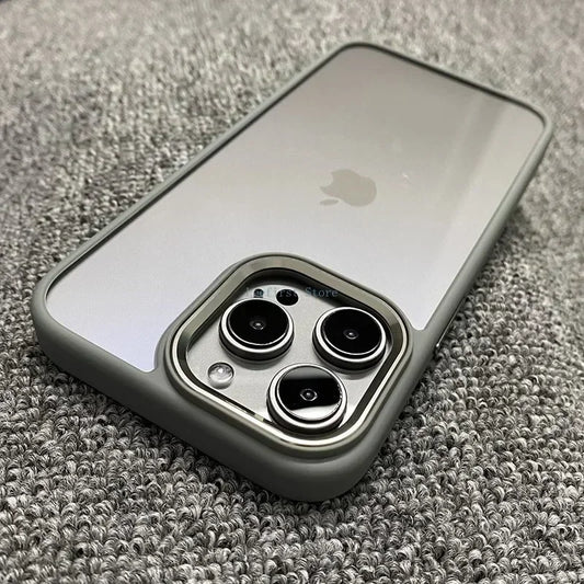 High Quality Transparent Silicone Phone Case for iPhone, Metal Frame Case, Shockproof Bumper Cover