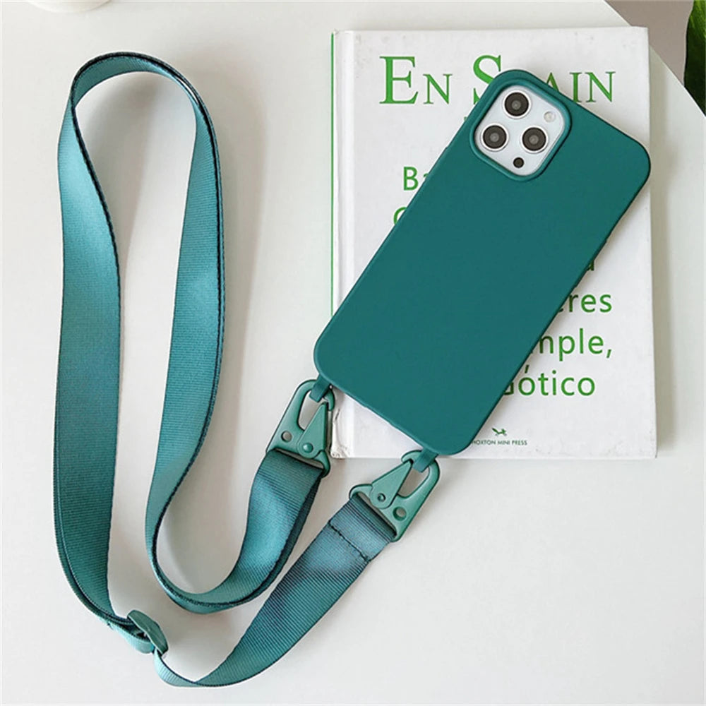 High Quality Silicone Case with Crossbody Strap, Shockproof Cover, Slim Design, Shockproof Resistant Case