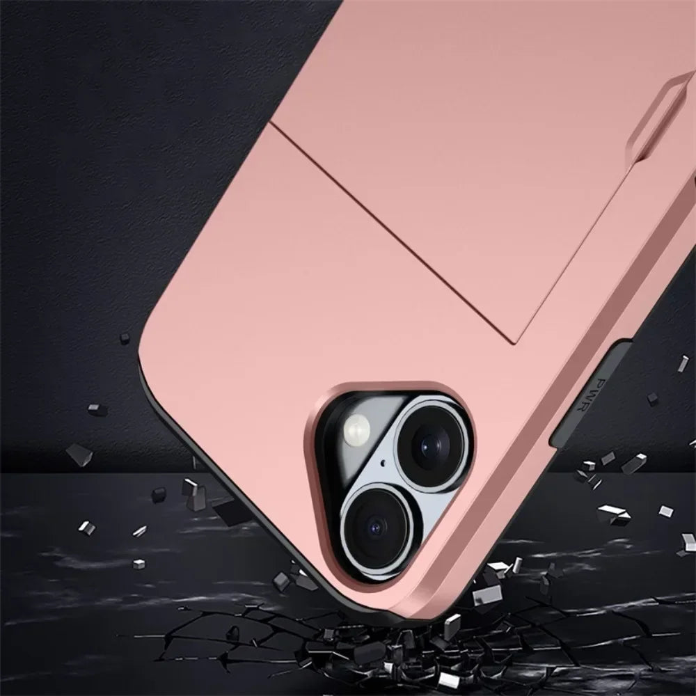 Premium iPhone Case Cover with Wallet Card Holder Slot, Shockproof Resistant Phone Case