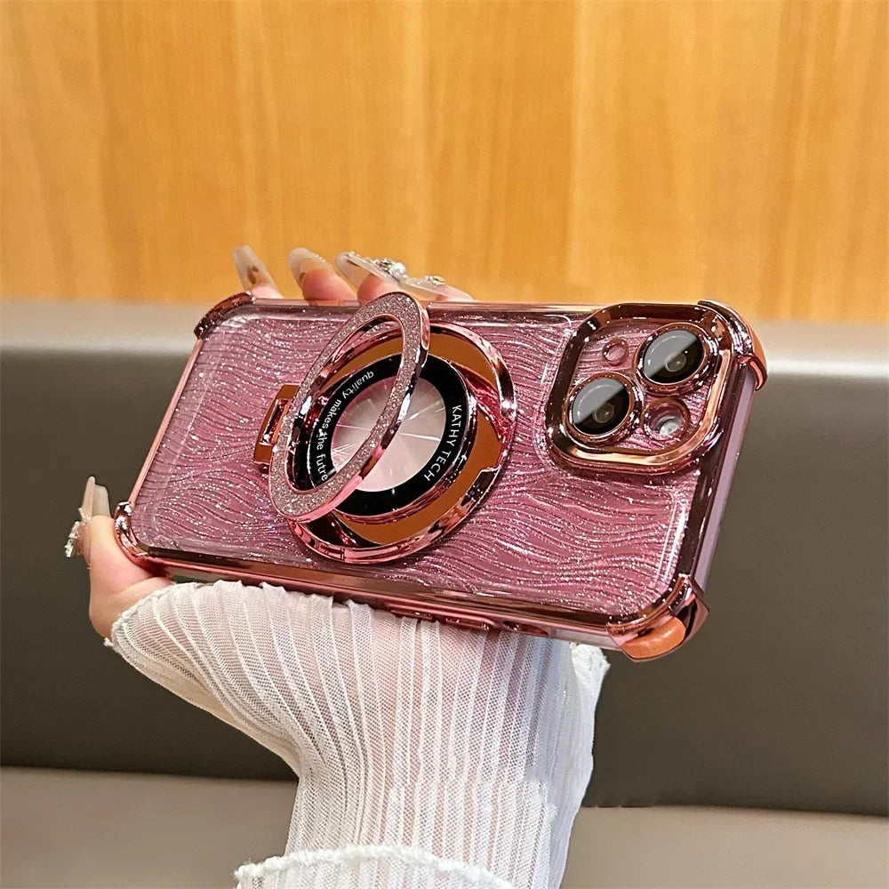 Luxury Glitter iPhone Case with Magsafe, High Quality Phone Holder, Shockproof Resistant and Anti-Scratch Material