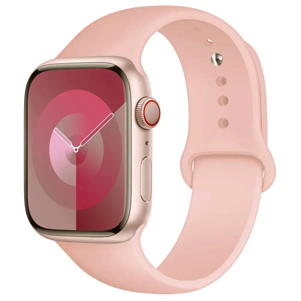High Quality Silicone Strap For Apple Watch, 44mm 45mm 40mm 41mm 42-38mm 45 mm and series 8 7 6 5 4 3 SE 9 Ultra 2 49mm