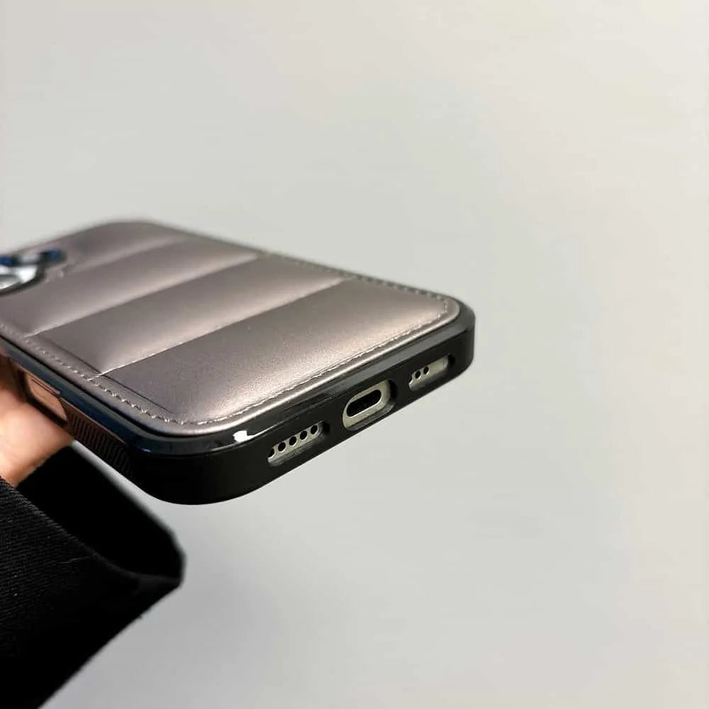 High Quality Puffer Phone Case for iPhone, Solid Color, Shockproof Protection, Soft Cover