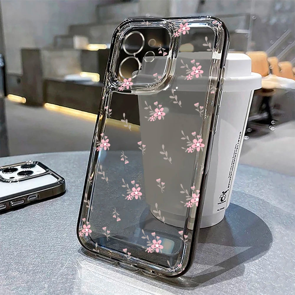 High Quality Rose Flower Transparent Silicone Case For iPhone, Magsafe Case With Lens Camera Protection, Anti-Scratch and Anti-Fingerprint Case, Floral Design