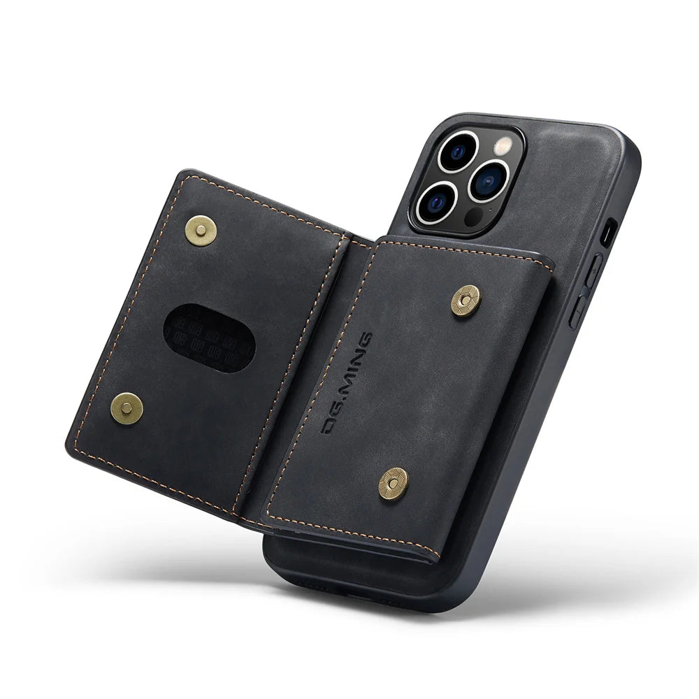 Premium Leather iPhone Case with Card Holder on the Back, Shockproof Resistant Phone Case