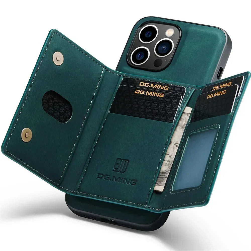 Premium Leather iPhone Case with Card Holder on the Back, Shockproof Resistant Phone Case