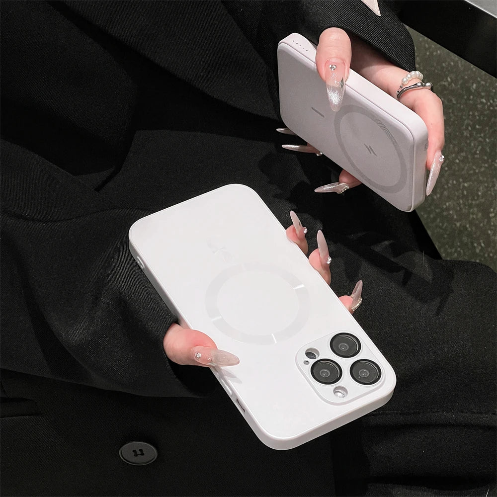 Luxury Matte Phone Case for iPhone, For Magsafe Wireless Charging Phone Case, Shockproof Bumper Cover