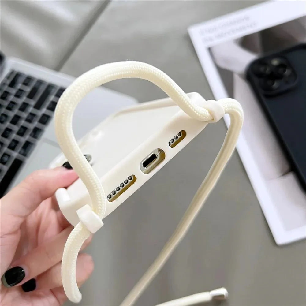 High Quality iPhone Case with Crossbody Adjustable Strap, Premium Silicone Case