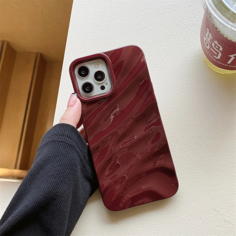 Luxury 3D Wave Glossy Case For iPhone, Bright Bumper Cover, Shockproof Resistant