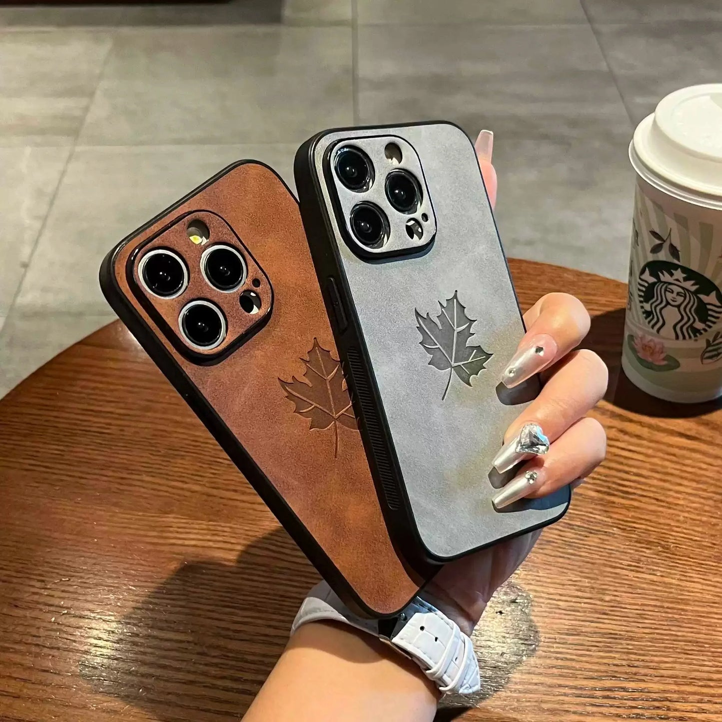 Luxury Tree Leaf Matte Case For iPhone, Anti-Scratch and Anti-Fingerprint Material, Magsafe Case With Camera Protection, Shockproof Resistent