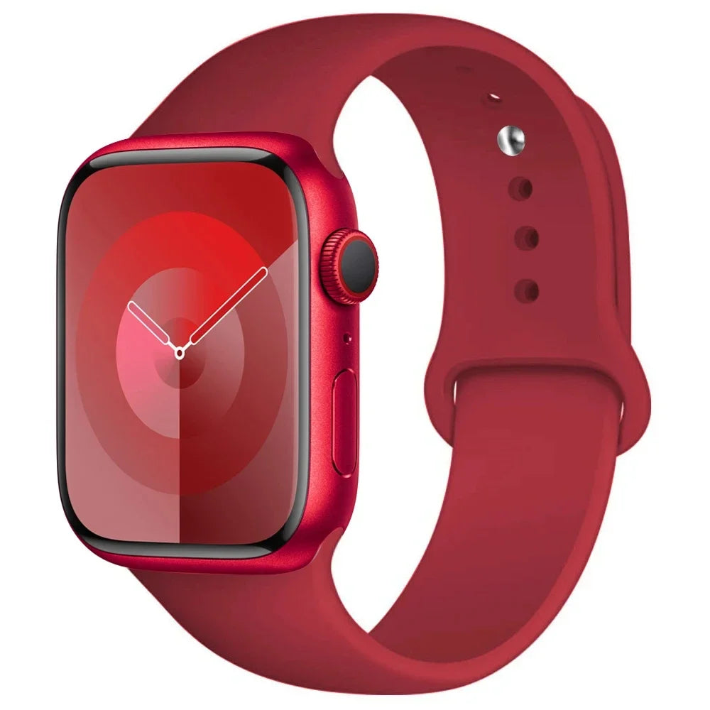High Quality Silicone Strap For Apple Watch, 44mm 45mm 40mm 41mm 42-38mm 45 mm and series 8 7 6 5 4 3 SE 9 Ultra 2 49mm