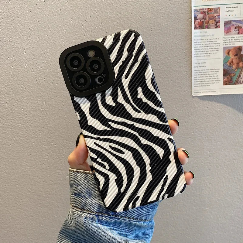 High Quality Silicone, Black and White Zebra Design Case For iPhone, Shockproof Soft Cover