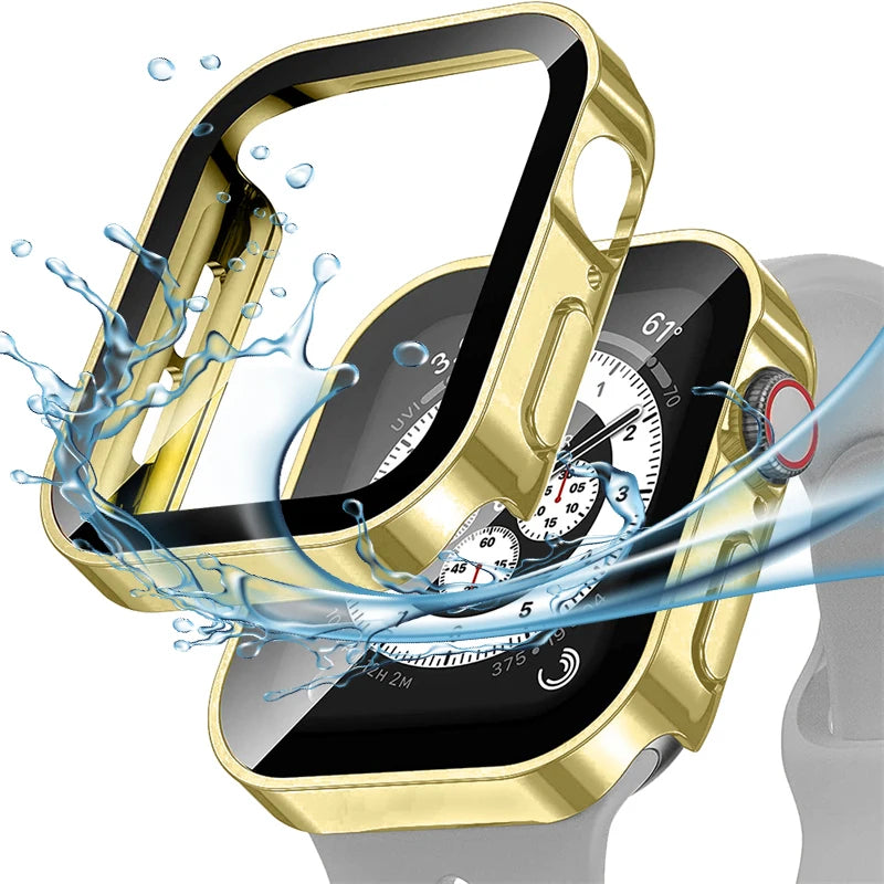 High Quality Glass and Case for Apple Watch 45mm 41mm 44mm 40mm, All Around Screen Protector, Waterproof Material, Series 4 5 SE 6 7 8.