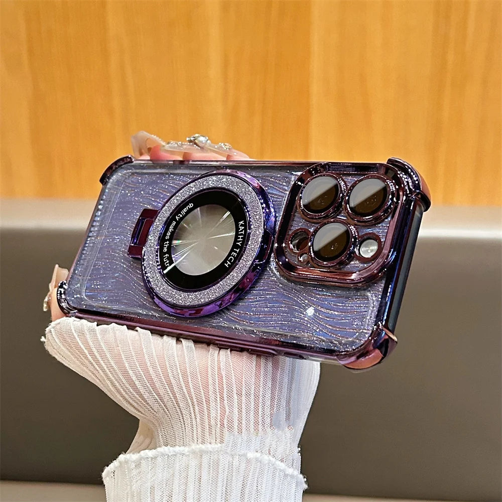 Luxury Glitter iPhone Case with Magsafe, High Quality Phone Holder, Shockproof Resistant and Anti-Scratch Material