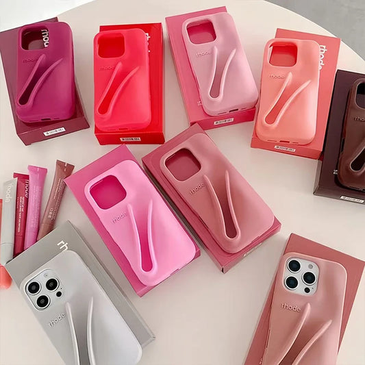 Luxury Silicone Case For iPhone with Lipstick Portable Holder, Unique Design and Shock-proof Resistant Material